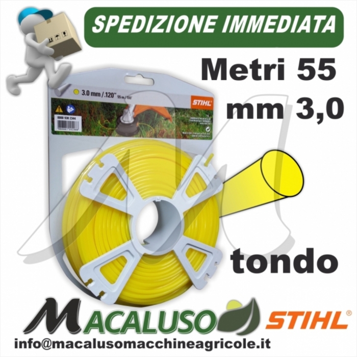 Filo nylon Stihl tondo giallo da mm.3,00 x 55 mt 00009302344 decespugliatore