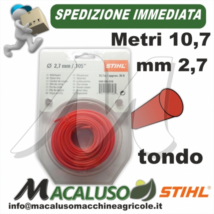 Filo nylon Stihl tondo mm.2,7 x 10,7 mt. 00009302218 decespugliatore