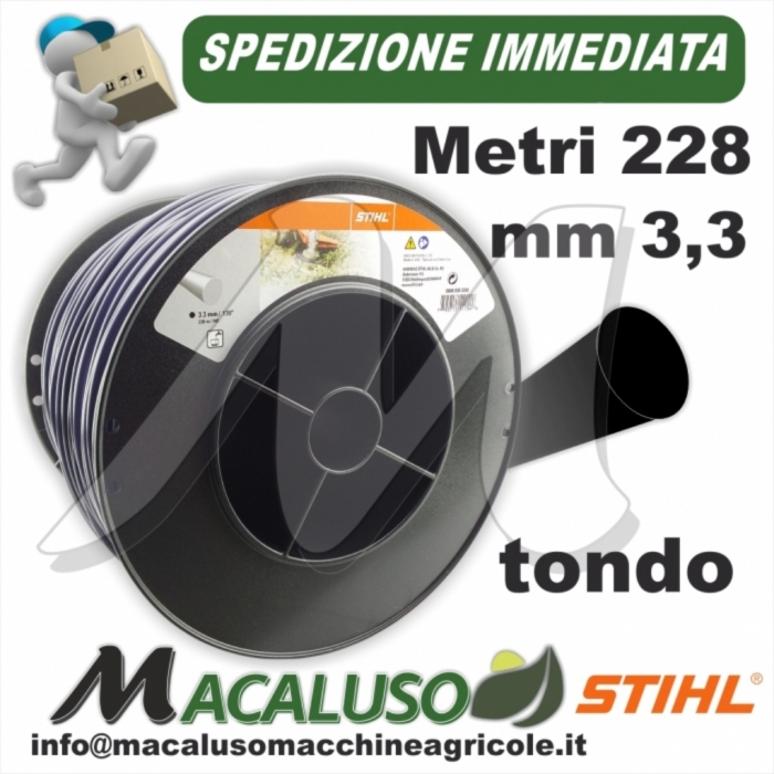 Filo nylon Stihl tondo nero mm 3,3 x 228 mt decespugliatore testina 00009302290