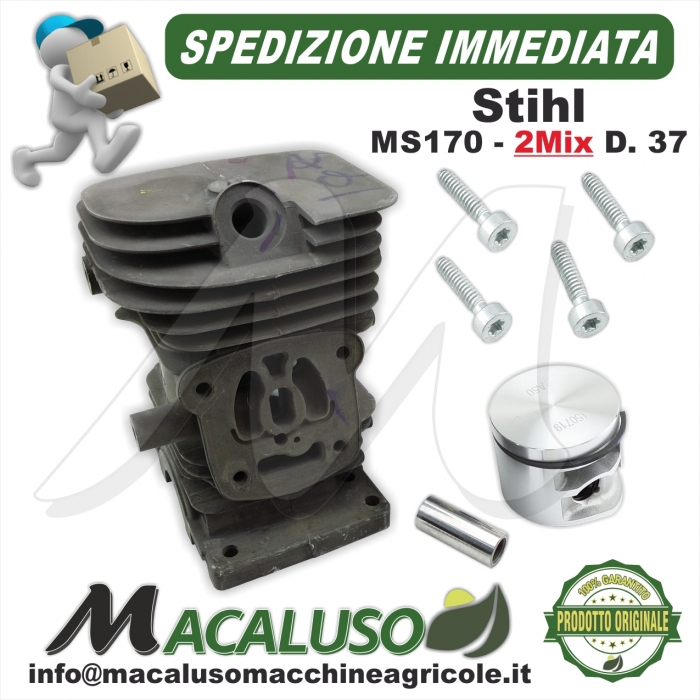 Cilindro pistone motosega Stihl MS170 2mix d. 37 gruppo termico ms 170 2 mix 11300201212