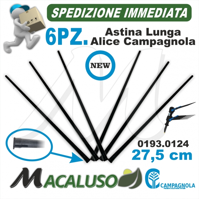 6 Pezzi Rebbio lungo azzurro / nero abbacchiatore Alice Top Alice Eco Alice58 Holly Campagnola asta astina 0193 0124 NEW