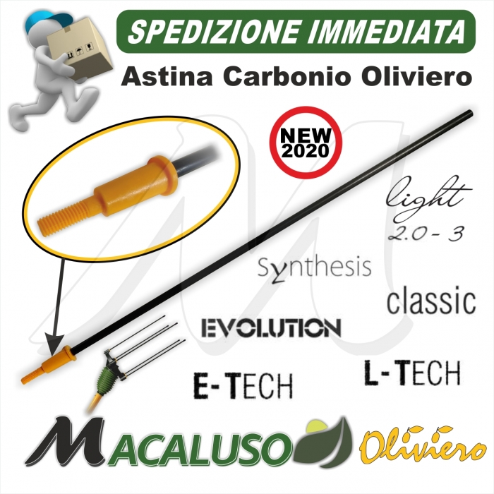 Asta 6 mm 2020 carbonio abbacchiatore Oliviero Light Synthesis Classic Evolution L-Tech E-Tech astina rebbio