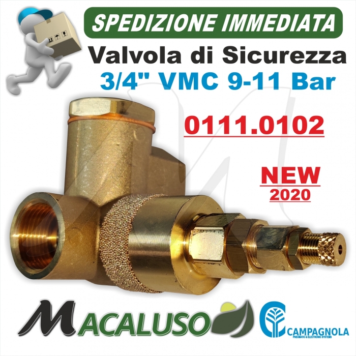 Valvola di sicurezza 9-11 bar 3/4" motocompressore Hobby Kit Campagnola valvola pilota 01110133
