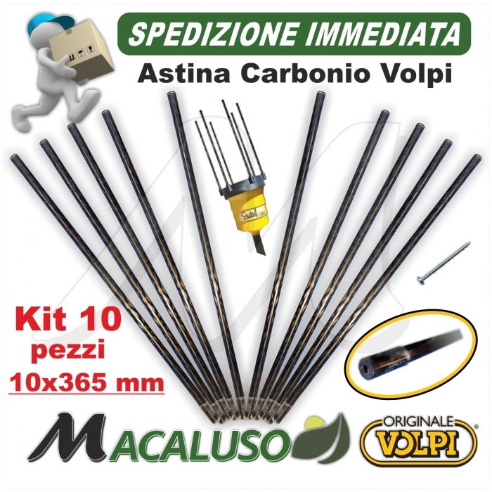 Kit 10 Asta carbonio abbacchiatore Volpi Giulivo 10 x 365 astina rebbio bacchetta Oliviero 701 2