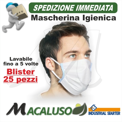 Protezione naso bocca lavabile 5 volte 25 pz dpi OEKO-TEX