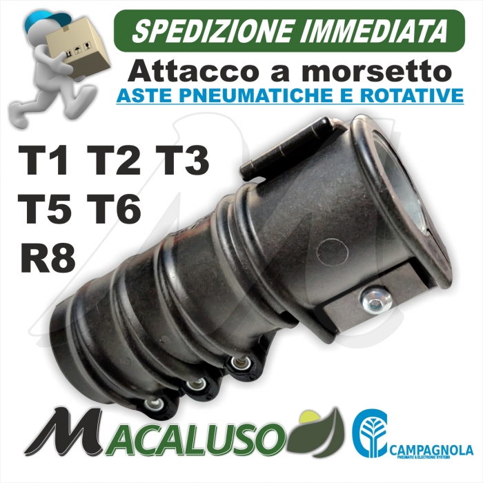 Gruppo attacco a morsetto con fermo di sicurezza asta pneumatica e rotativa Campagnola T1 T2 T3 T5 T6 R8