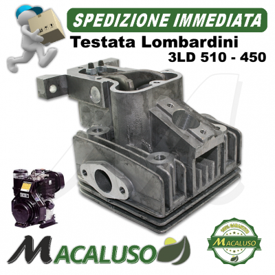 Testata x Lombardini 3LD510 - 450 completo di valvole e bilanciere ADATTABILE motore