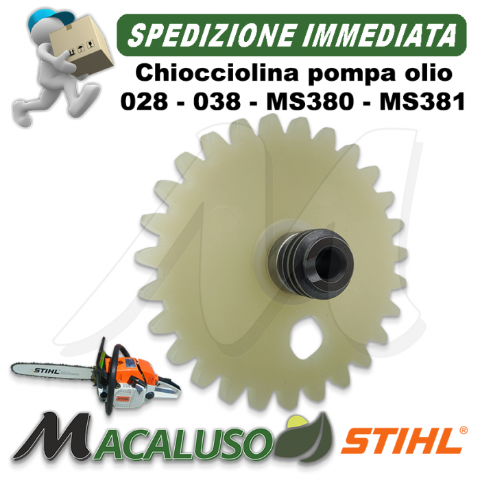 Ruoa dentata pompa olio motoseghe Stihl 028 038 048 MS380 MS381 chiocciolina ingranaggio