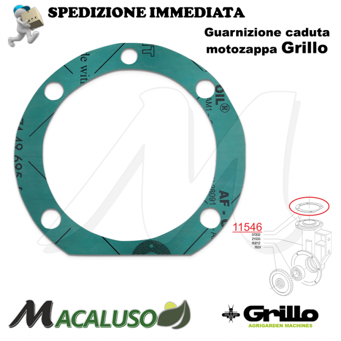 Guarnizione accoppiamento caduta cambio motozappa Grillo 12000 11500 3500 2500