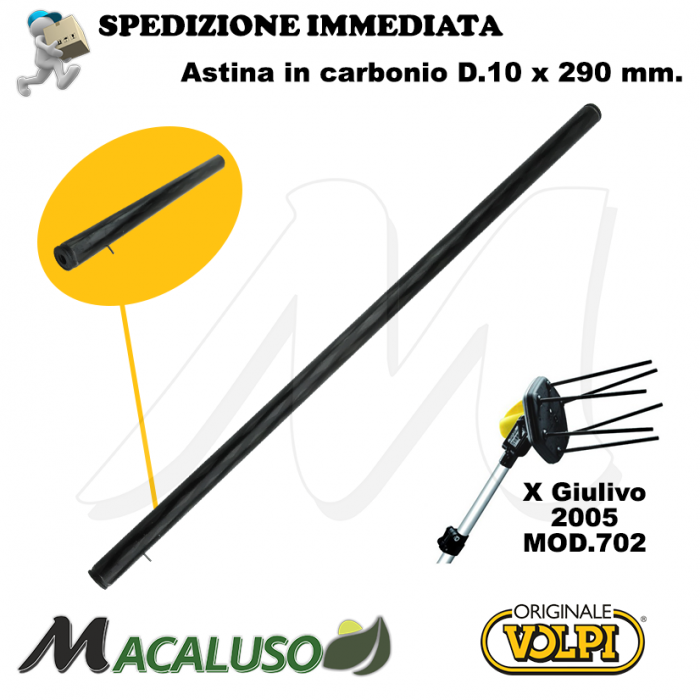 Asta carbonio abbacchiatore Volpi Giulivo 10 x 295 astina rebbio bacchetta modello 2005