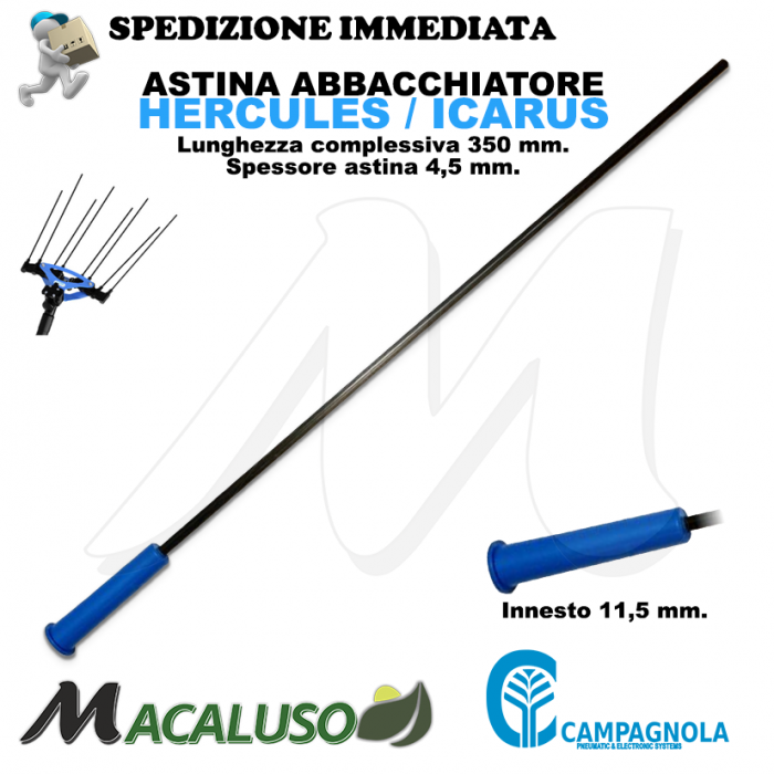 Rebbio carbonio azzurro / nero abbacchiatore Icarus Hercules 58 Campagnola asta astina D. 4,5 mm 0193 0143