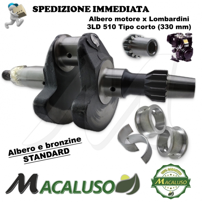 Albero a gomito ad. motore Lombardini 3LD510 3LD450 + bronzine banco e biella albero motore