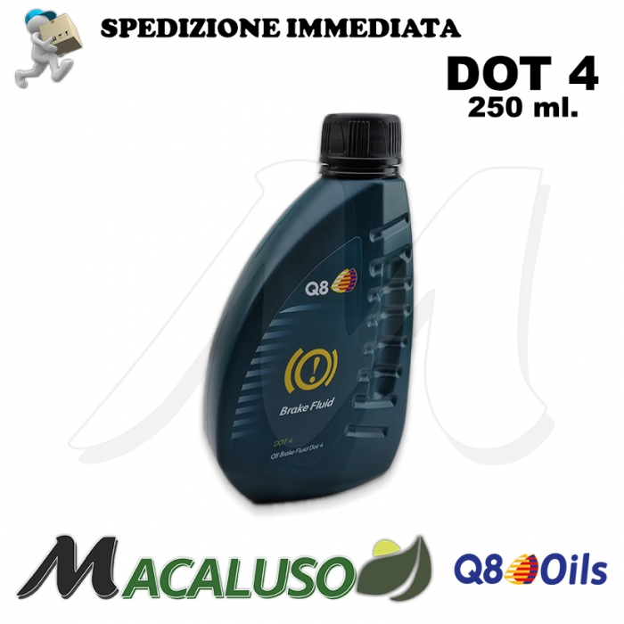 Olio freni Q8 Brake Fluid DOT 4 da 250 ml. auto moto scooter liquido impianto frenante