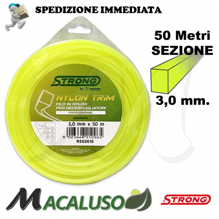 Filo nylon Strong Quadro professionale da mm 3,0 x 50 MT decespugliatore R303619