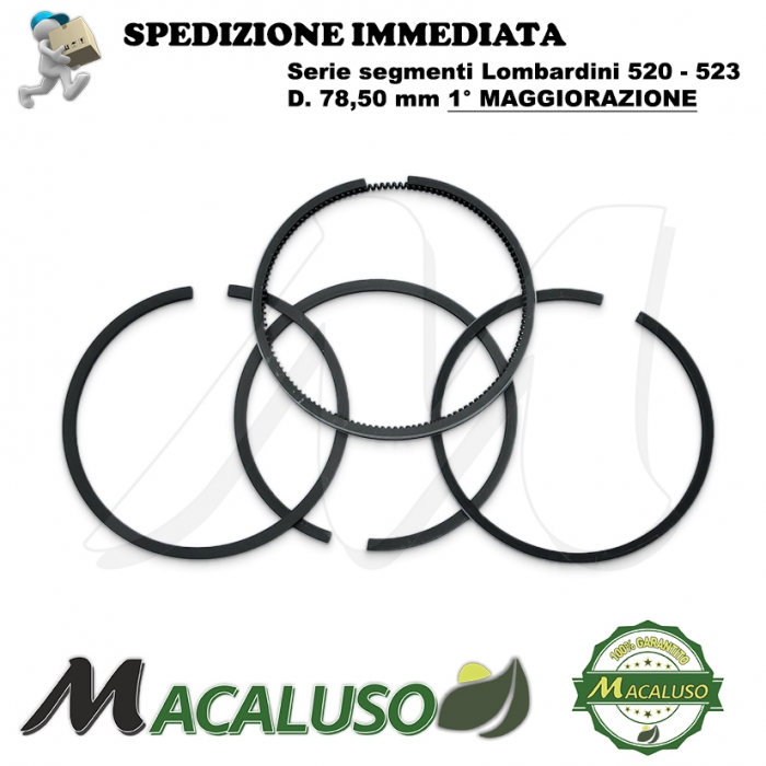 Fasce elastiche motore Lombardini LDA520 D. 78,5 1 maggiorazione serie segmenti compressione 8210.081