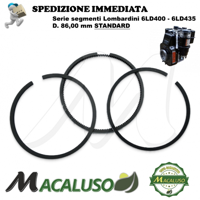 Fasce elastiche motore Lombardini 6LD 400 6LD 435 D. 86 Standard serie segmenti compressione 8211.056