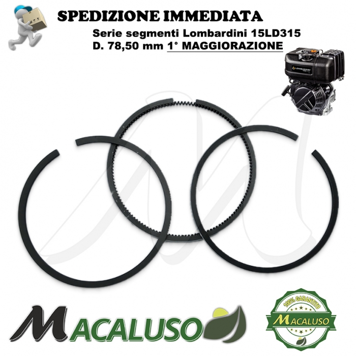 Fasce elastiche motore Lombardini 15LD 315 1° maggiorazione ORIGINALE Segmenti compressione 8211.228