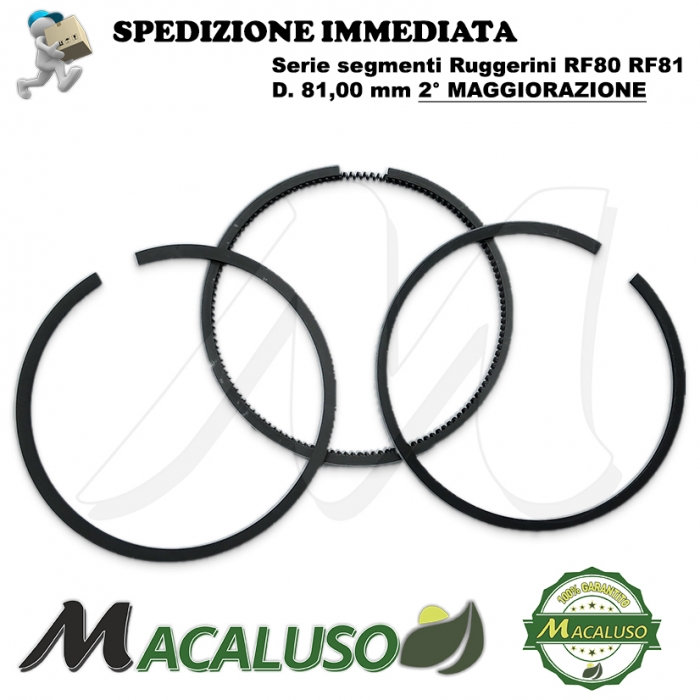Fasce elastiche motore Ruggerini RF 80 RD 81 Acme ADM 37 D. 81 Maggiorazione serie segmenti compressione 2342