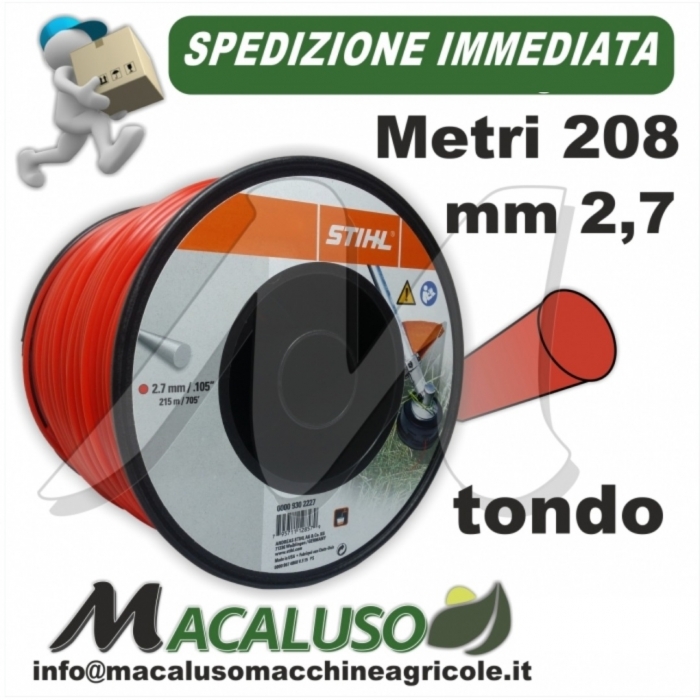 Filo nylon Stihl tondo rosso mm.2,7 x 215 mt. 00009302227 decespugliatore