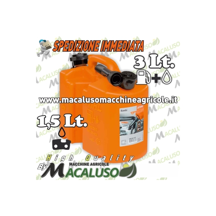 Tanica combinata 3 + 1,5 litri miscela e olio catena con tubo travaso Stihl kombi benzina 00008810124