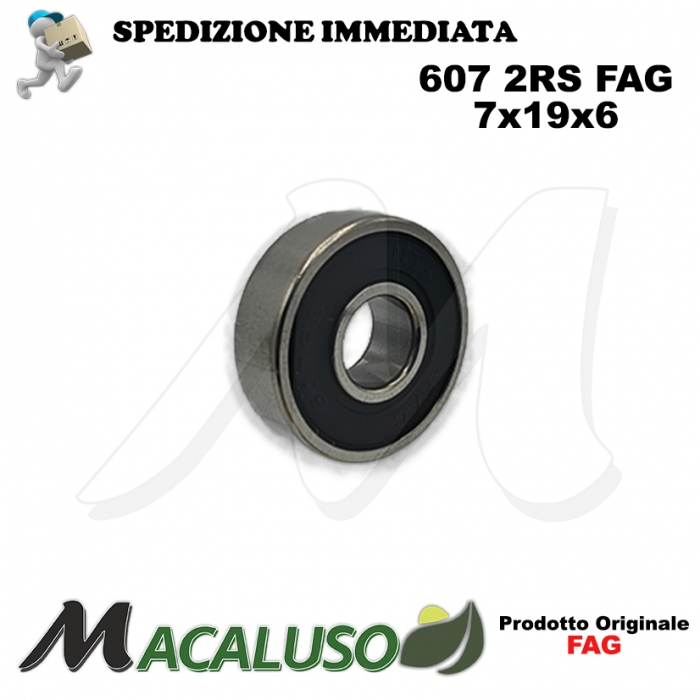 Cuscinetto a sfera 607 2RS Fag diametro interno 7 mm esterno 19 mm spessore 6 mm radiale