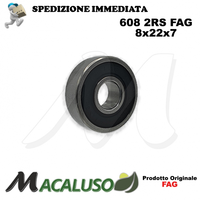 Cuscinetto a sfera 608 2RS Fag diametro interno 8 mm esterno 22 mm spessore 7 mm radiale
