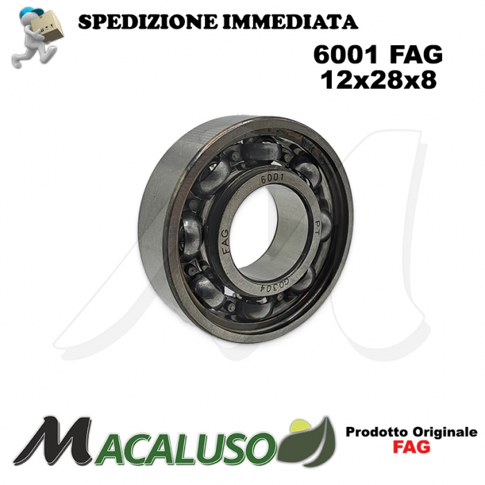 Cuscinetto a sfera 6001 Fag diametro interno 12 mm esterno 28 mm spessore 8 mm radiale