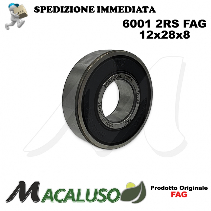 Cuscinetto a sfera 6001 2RS Fag diametro interno 12 mm esterno 28 mm spessore 8 mm radiale