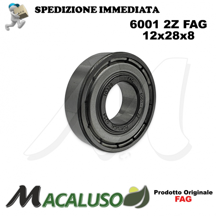 Cuscinetto a sfera 6001 2Z Fag diametro interno 12 mm esterno 28 mm spessore 8 mm radiale