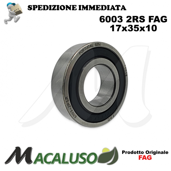 Cuscinetto a sfera 6003 2RS Fag diametro interno 17 mm esterno 35 mm spessore 10 mm radiale