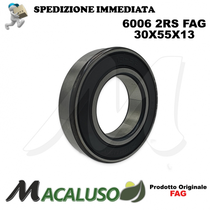 Cuscinetto a sfera 6006 2RS Fag diametro interno 30 mm esterno 55 mm spessore 13 mm radiale