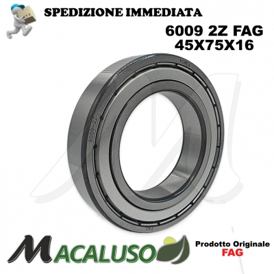 Cuscinetto a sfera 6009 2Z Fag diametro interno 45 mm esterno 75 mm spessore 16 mm radiale