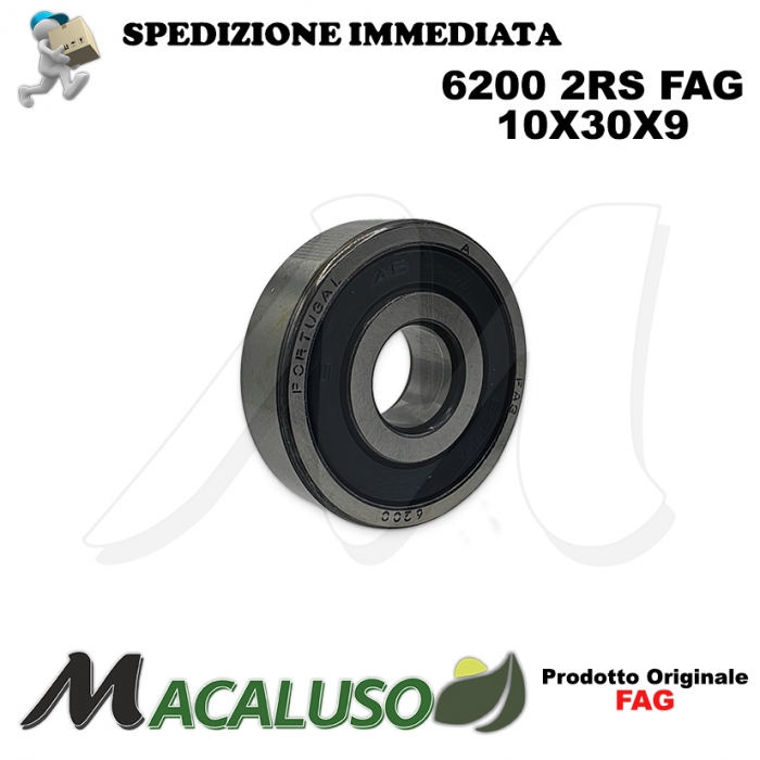 Cuscinetto a sfera 6200 2RS Fag diametro interno 10 mm esterno 30 mm spessore 9 mm radiale
