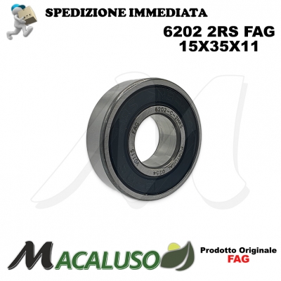 Cuscinetto a sfera 6202 2RS Fag diametro interno 15 mm esterno 35 mm spessore 11 mm radiale