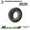 Cuscinetto a sfera 6205 Fag diametro interno 25 mm esterno 52 mm spessore 15 mm radiale