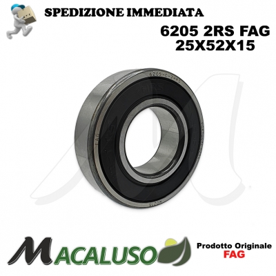 Cuscinetto a sfera 6205 2RS Fag diametro interno 25 mm esterno 52mm spessore 15 mm radiale