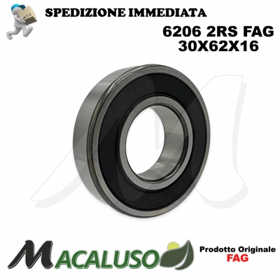 Cuscinetto a sfera 6206 2RS Fag diametro interno 30 mm esterno 62mm spessore 16 mm radiale