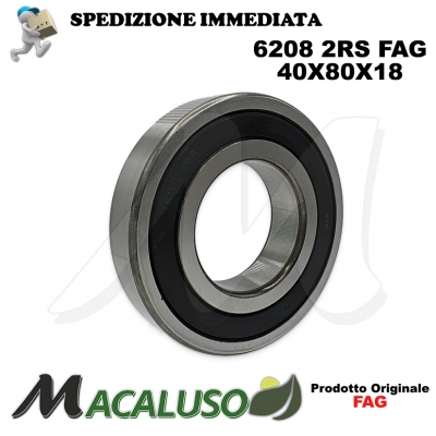 Cuscinetto a sfera 6208 2RS Fag diametro interno 40 mm esterno 80 mm spessore 18 mm radiale