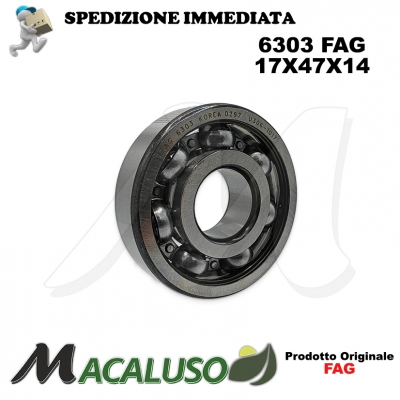 Cuscinetto a sfera 6303 Fag diametro interno 17 mm esterno 47 mm spessore 14 mm radiale