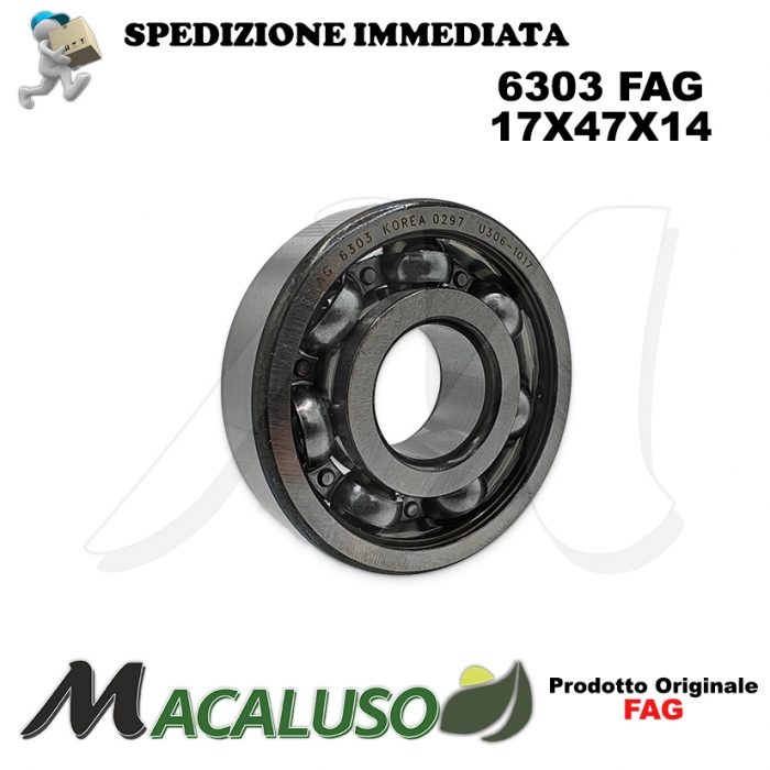 Cuscinetto a sfera 6303 Fag diametro interno 17 mm esterno 47 mm spessore 14 mm radiale