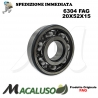 Cuscinetto a sfera 6304 Fag diametro interno 20 mm esterno 52 mm spessore 15 mm radiale