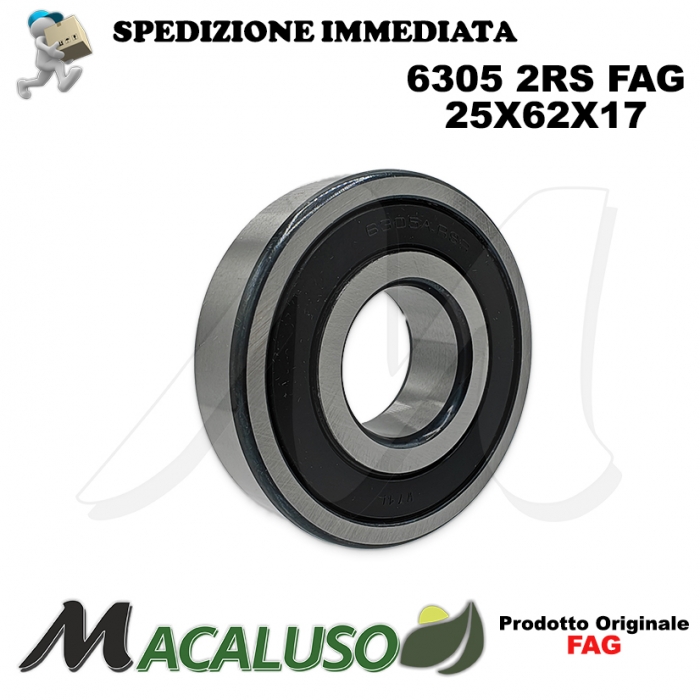 Cuscinetto a sfera 6305 2RS Fag diametro interno 25 mm esterno 62 mm spessore 17 mm radiale
