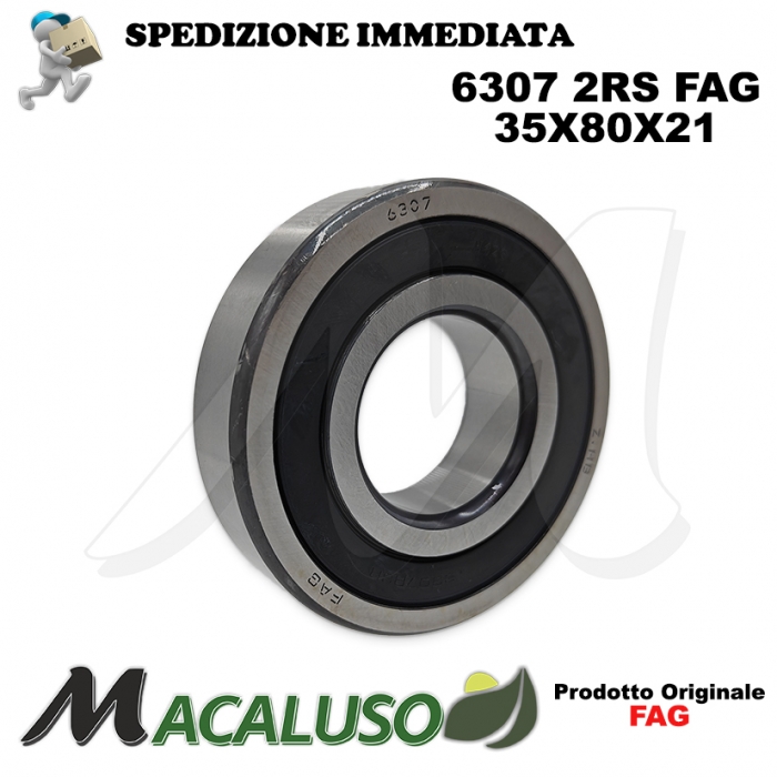 Cuscinetto a sfera 6307 2RS Fag diametro interno 35 mm esterno 80 mm spessore 21 mm radiale