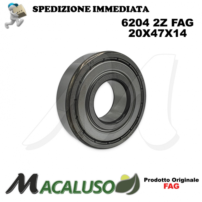 Cuscinetto a sfera 6204 2Z Fag diametro interno 20 mm esterno 47 mm spessore 14 mm radiale