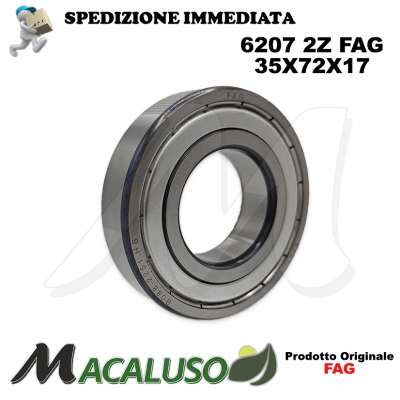 Cuscinetto a sfera 6207 2Z Fag diametro interno 35 mm esterno 72 mm spessore 17 mm radiale