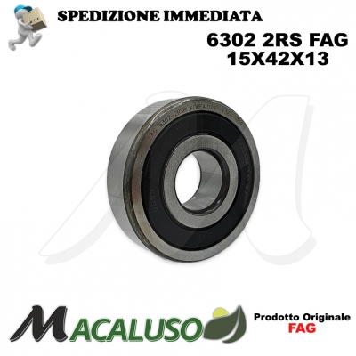 Cuscinetto a sfera 6302 2RS Fag diametro interno 15 mm esterno 42 mm spessore 13 mm radiale