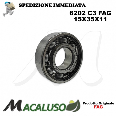 Cuscinetto a sfera 6202 C3 Fag diametro interno 15 mm esterno 35 mm spessore 11 mm radiale alti regimi
