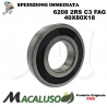 Cuscinetto a sfera 6208 2RS C3 Fag diametro interno 40 mm esterno 80 mm spessore 18 mm radiale alti regimi