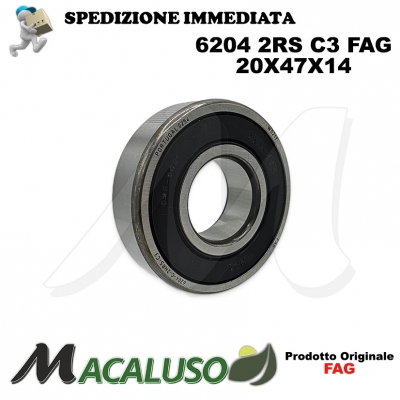 Cuscinetto a sfera 6204 2RS C3 Fag diametro interno 20 mm esterno 47 MM spessore 14 mm radiale alti regimi