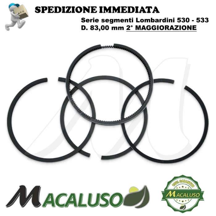 Fasce elastiche motore Lombardini LDA 530 D. 83,0 2 maggiorazione serie segmenti compressione 8210.088